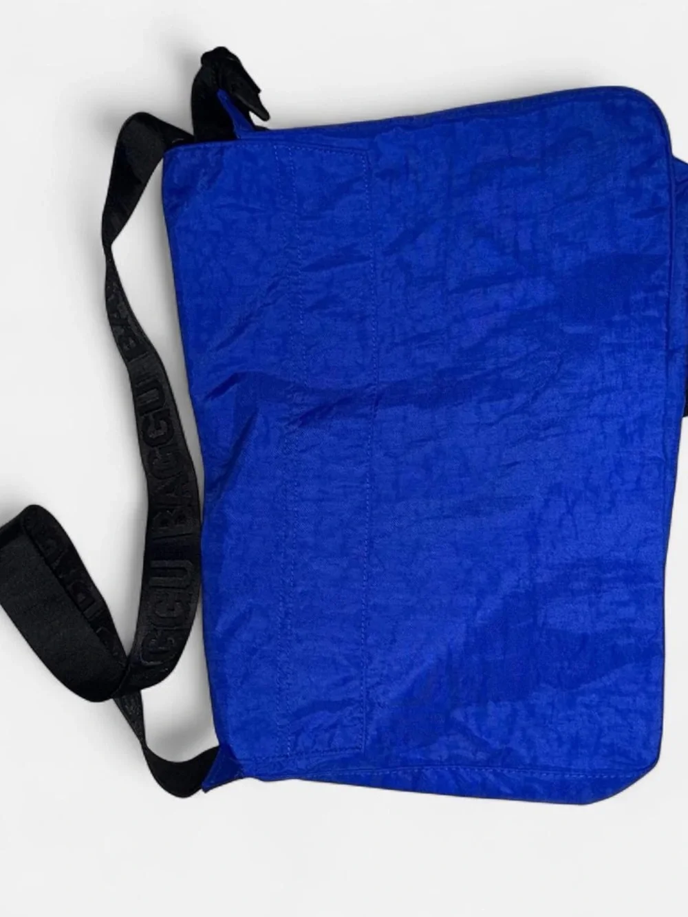 BAGGU Royal Blue Nylon Messenger Bag with Black Strap